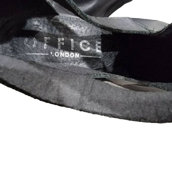 Office London Cutout Black Chunky Heel Booties Ankle Leather Sz 39 - Picture 6 of 6